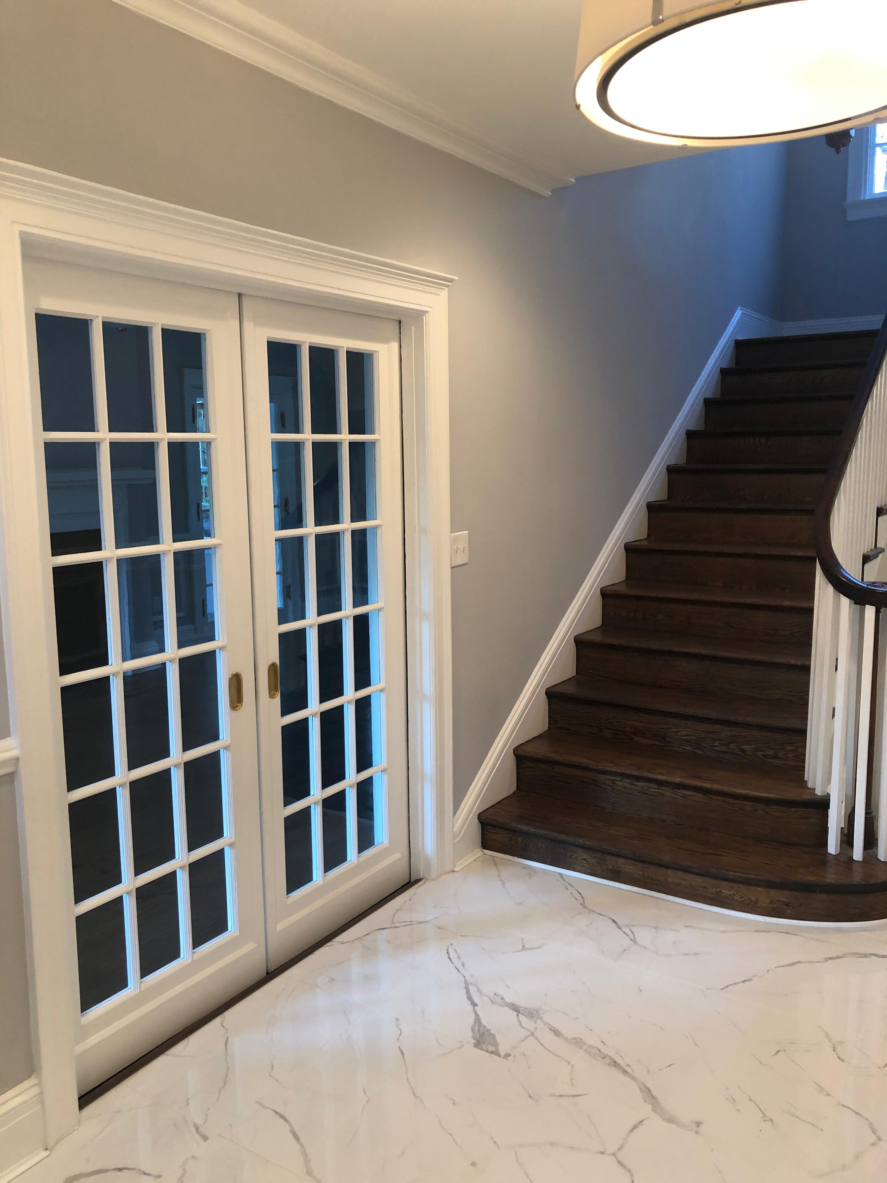 Finished tile and hardwood flooring installation